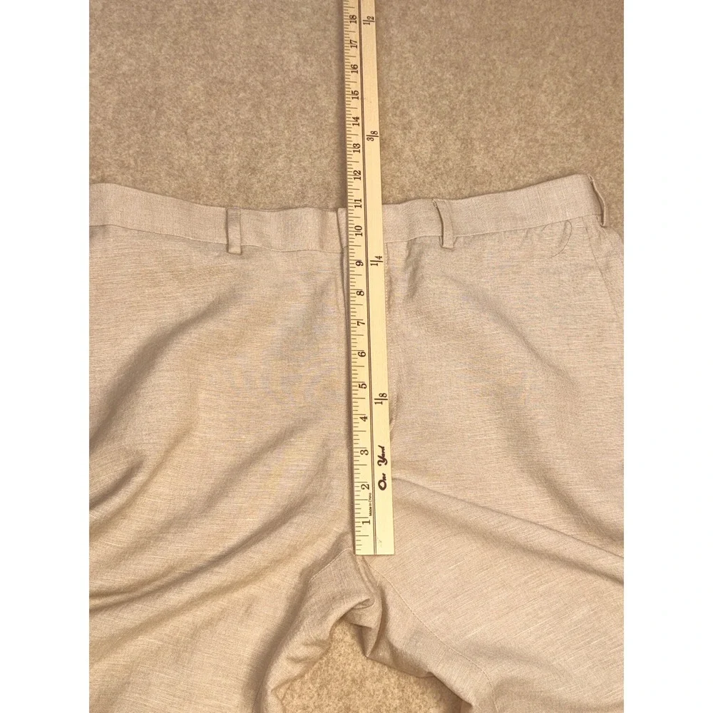 Cubavera Mens Beige Linen Blend Flat Front Dress Pants Tan 34x34 Straight Leg